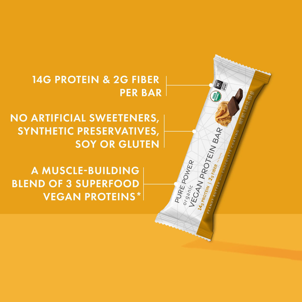 Dr. Mercola Pure Power bar bite close-up demonstrates chewy texture and cacao richness.