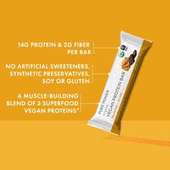 Dr. Mercola Pure Power bar bite close-up demonstrates chewy texture and cacao richness.