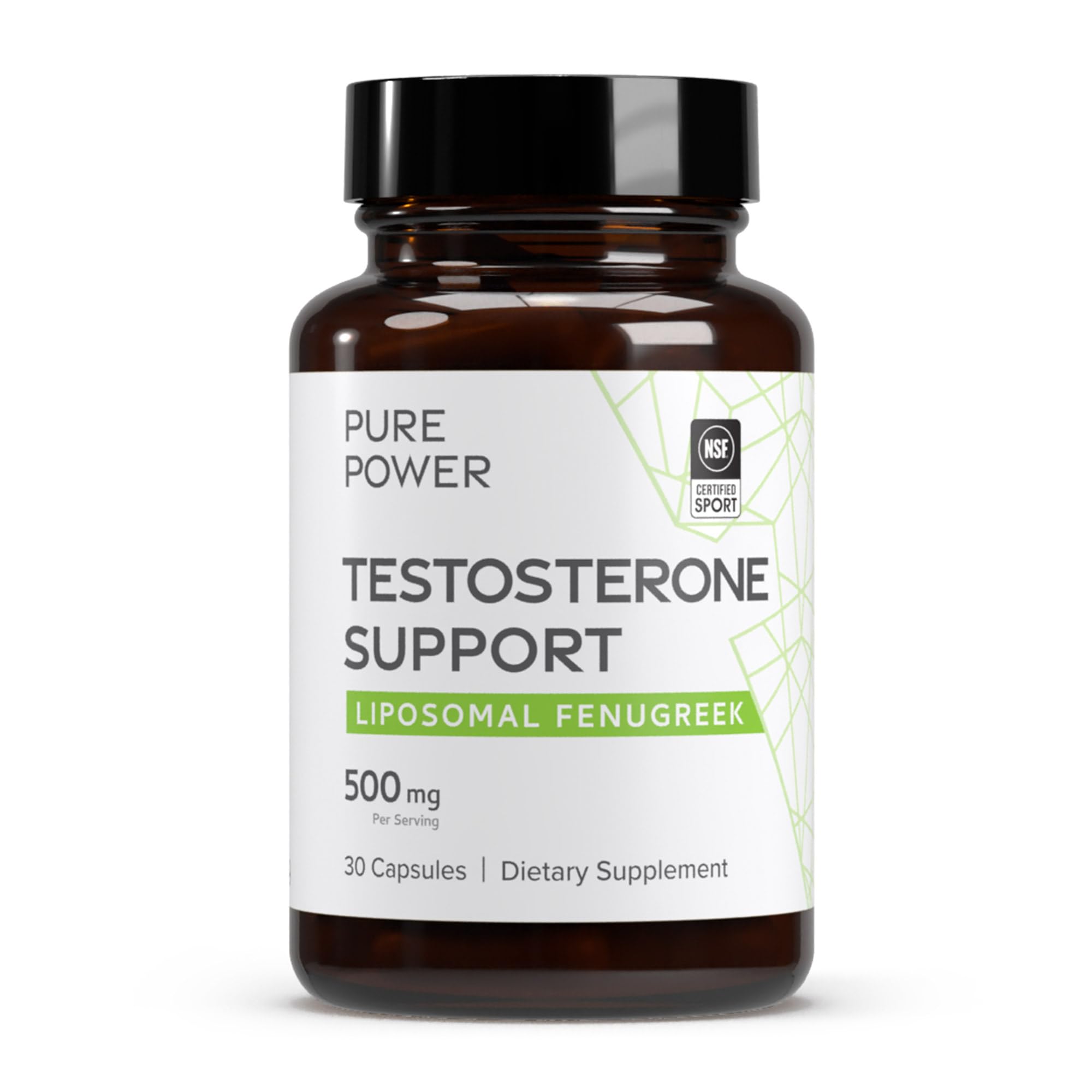 Dr. Mercola Pure Power bottle label highlighting 30-day fenugreek formula for daily vitality.