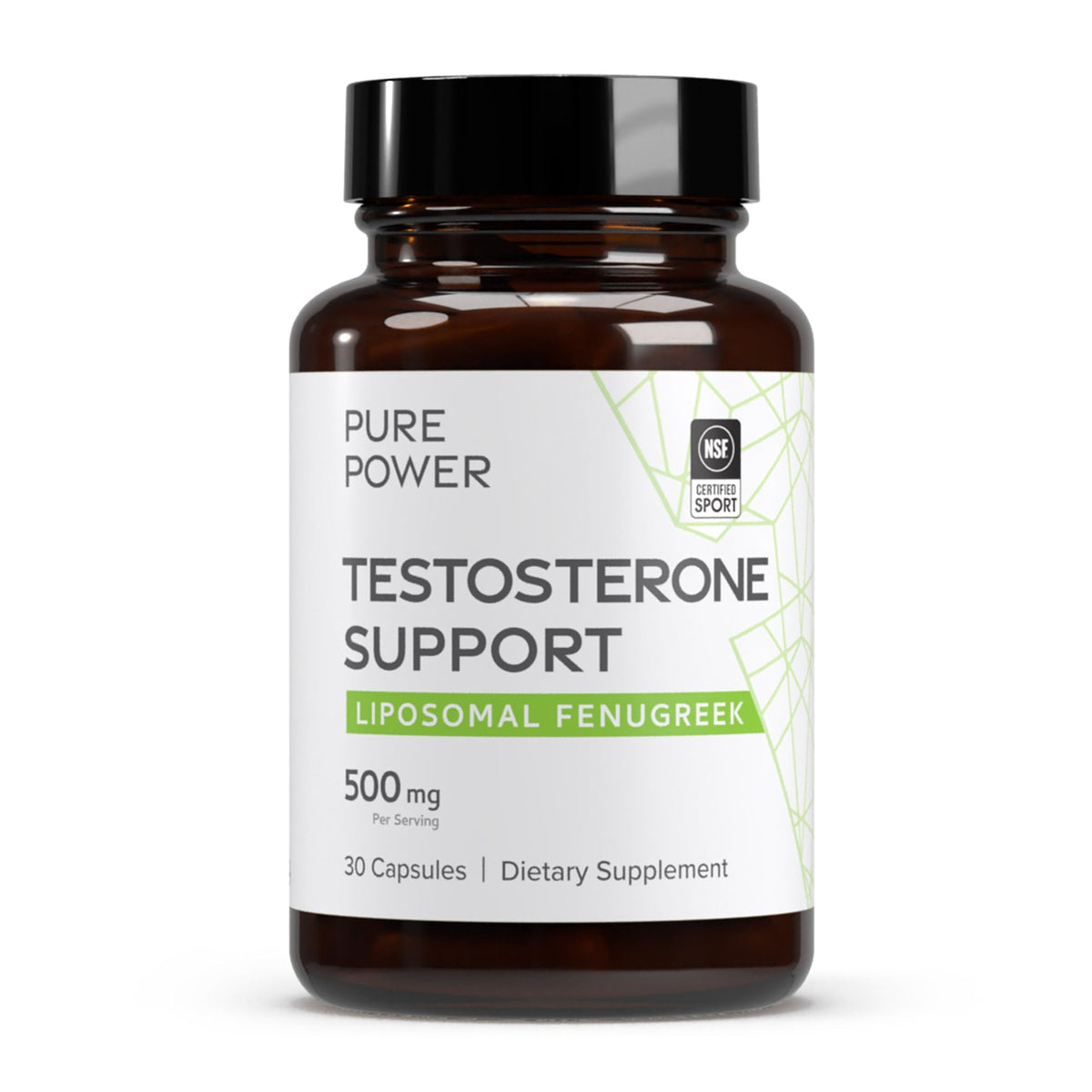 Dr. Mercola Pure Power bottle label highlighting 30-day fenugreek formula for daily vitality.