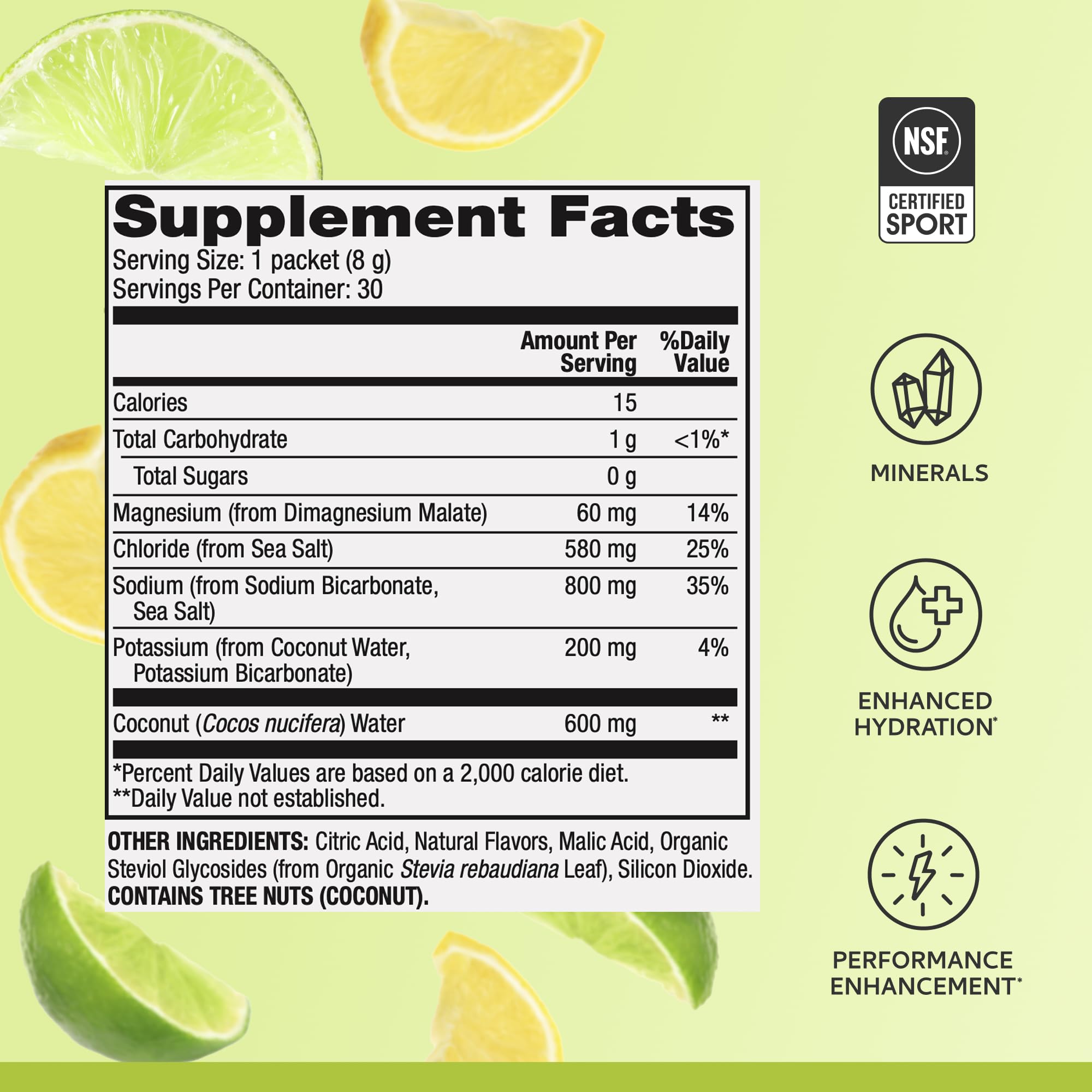 Dr. Mercola Pure Power Electrolytes Lemon Lime in a glass with water for hydration