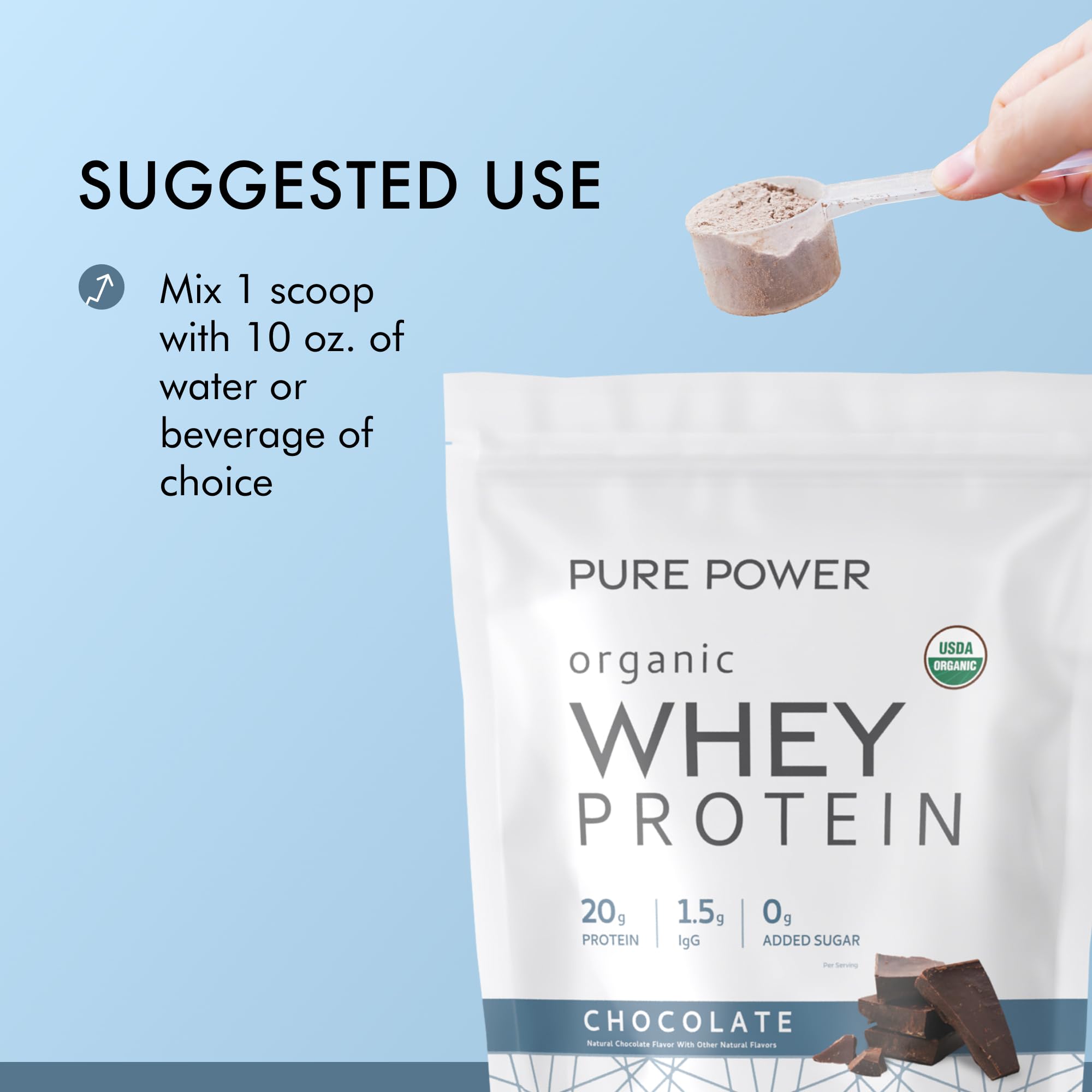 Dr. Mercola Pure Power Organic Whey Protein with milk and ice