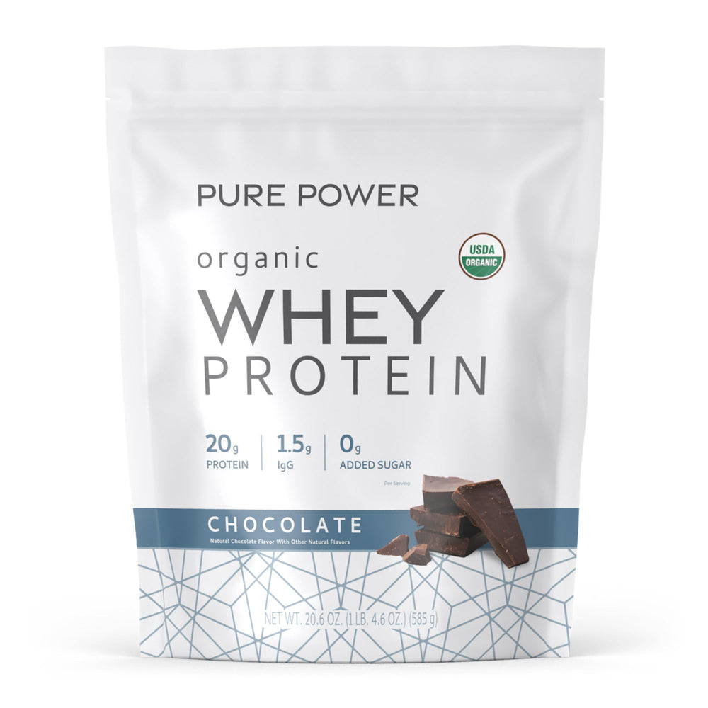 Dr. Mercola Pure Power Organic Whey Protein tub front view for everyday muscle support