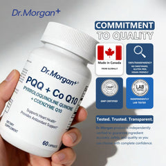 DR.MORGAN PQQ CoQ10 promo pack suggests value for daily energy support.