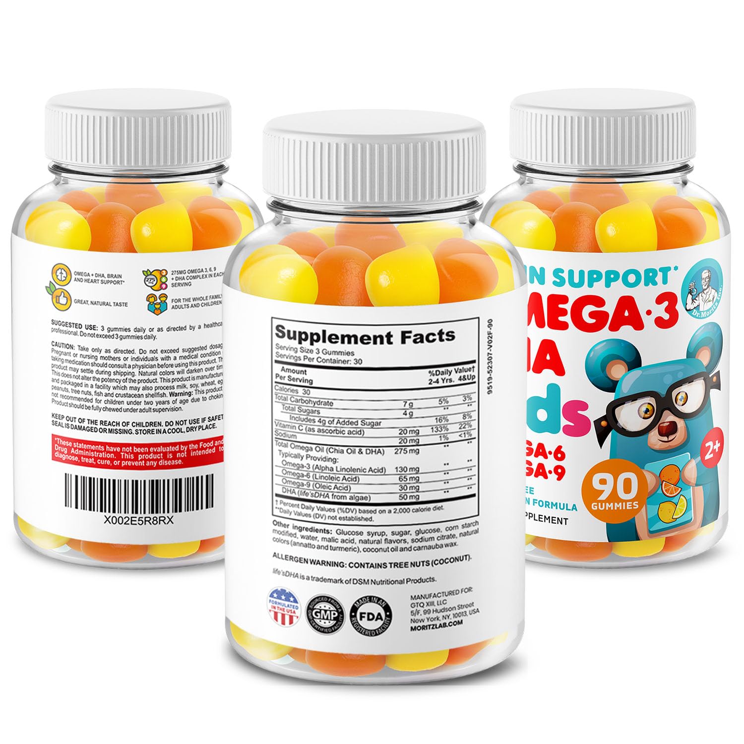Raspberry-flavored DR. MORITZ magnesium gummies appealing to kids.