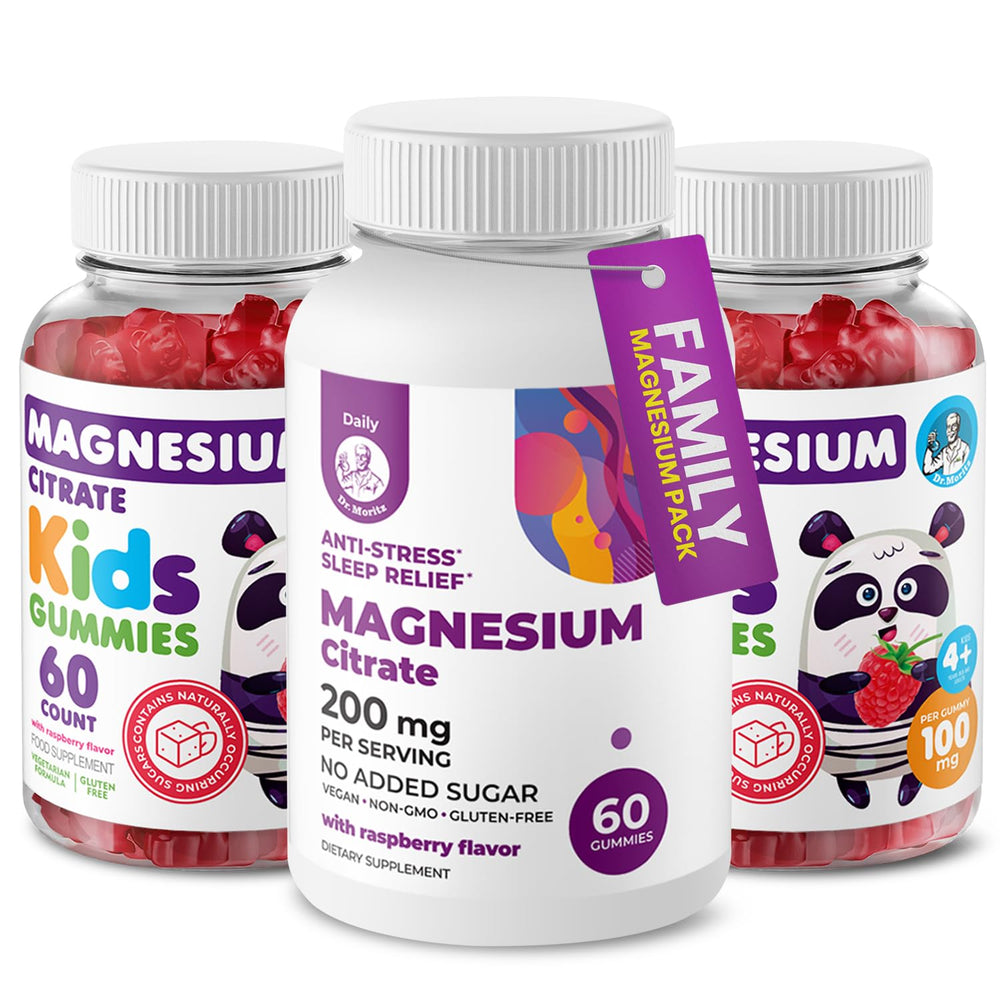 DR MORITZ Calm Magnesium gummies adults bottle, 60 count, raspberry flavor for relaxing routines