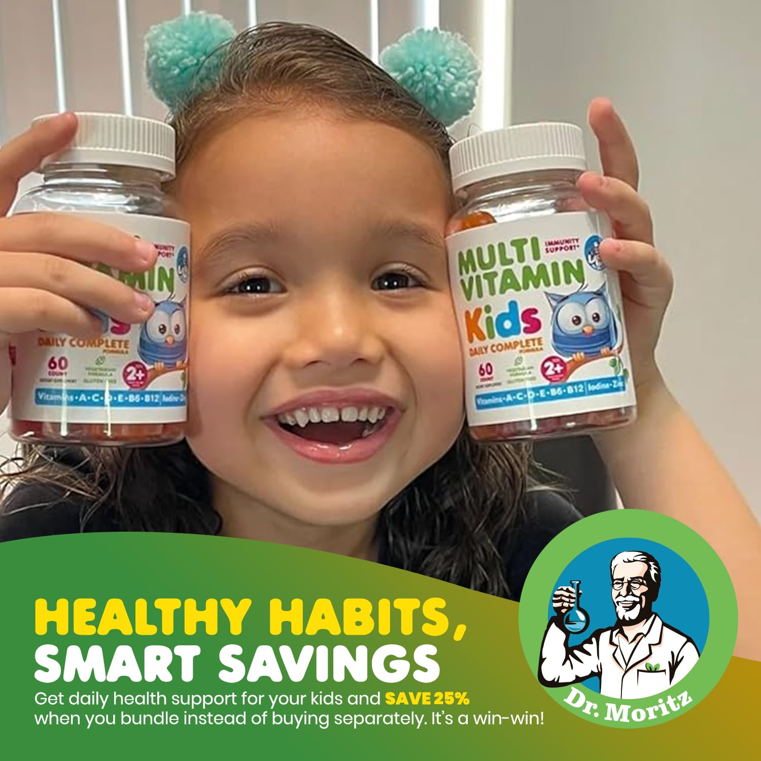 DR. MORITZ Gummies ingredients label conveys vegan and non-GMO quality.
