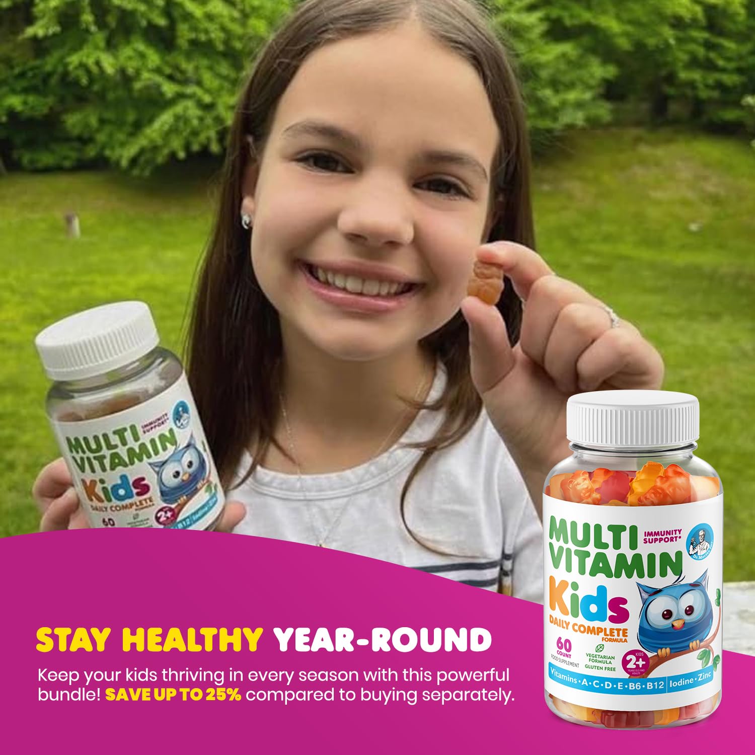 DR. MORITZ gummies handed to a child during morning routine