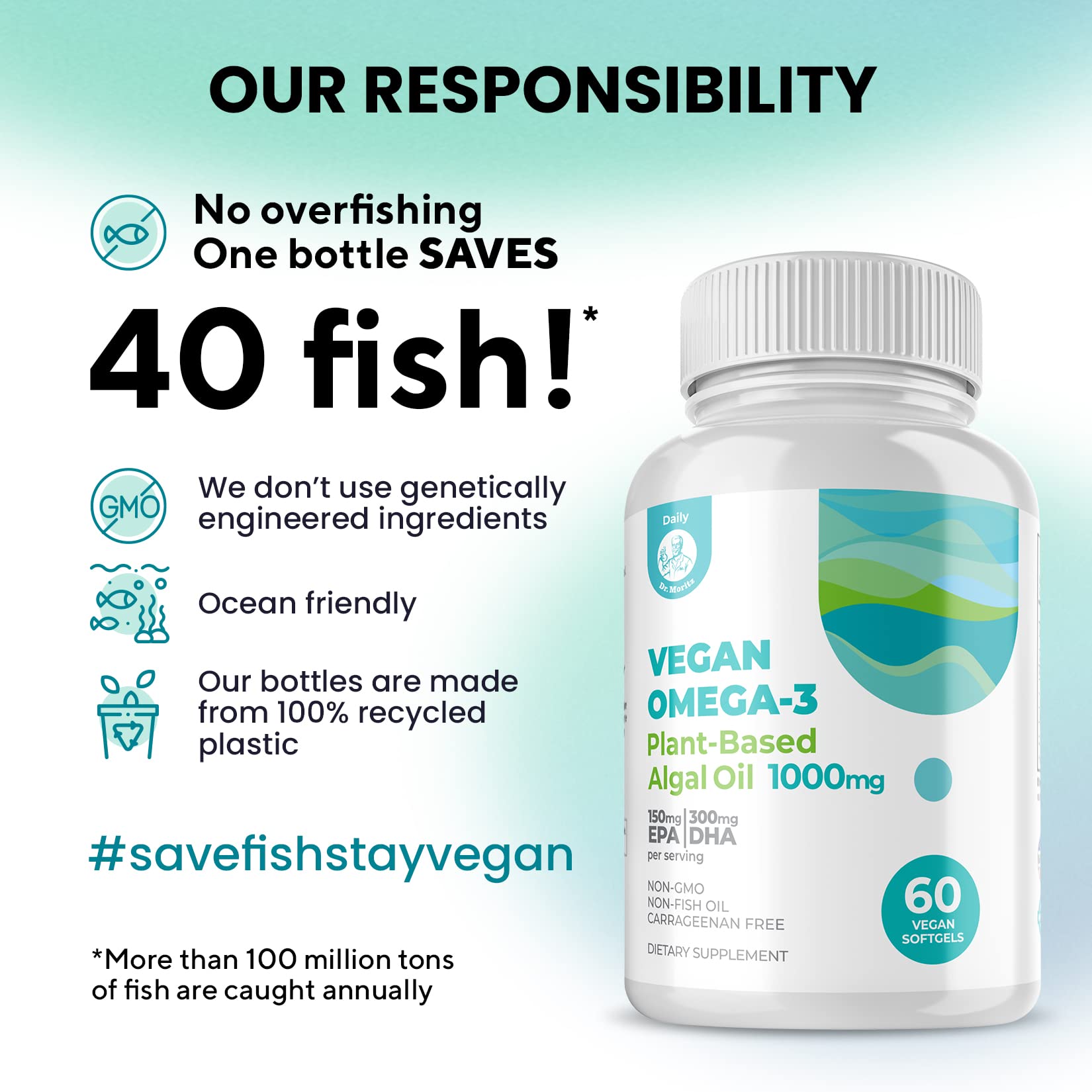 DR. MORITZ ingredients label highlights vegan DHA EPA and purity.