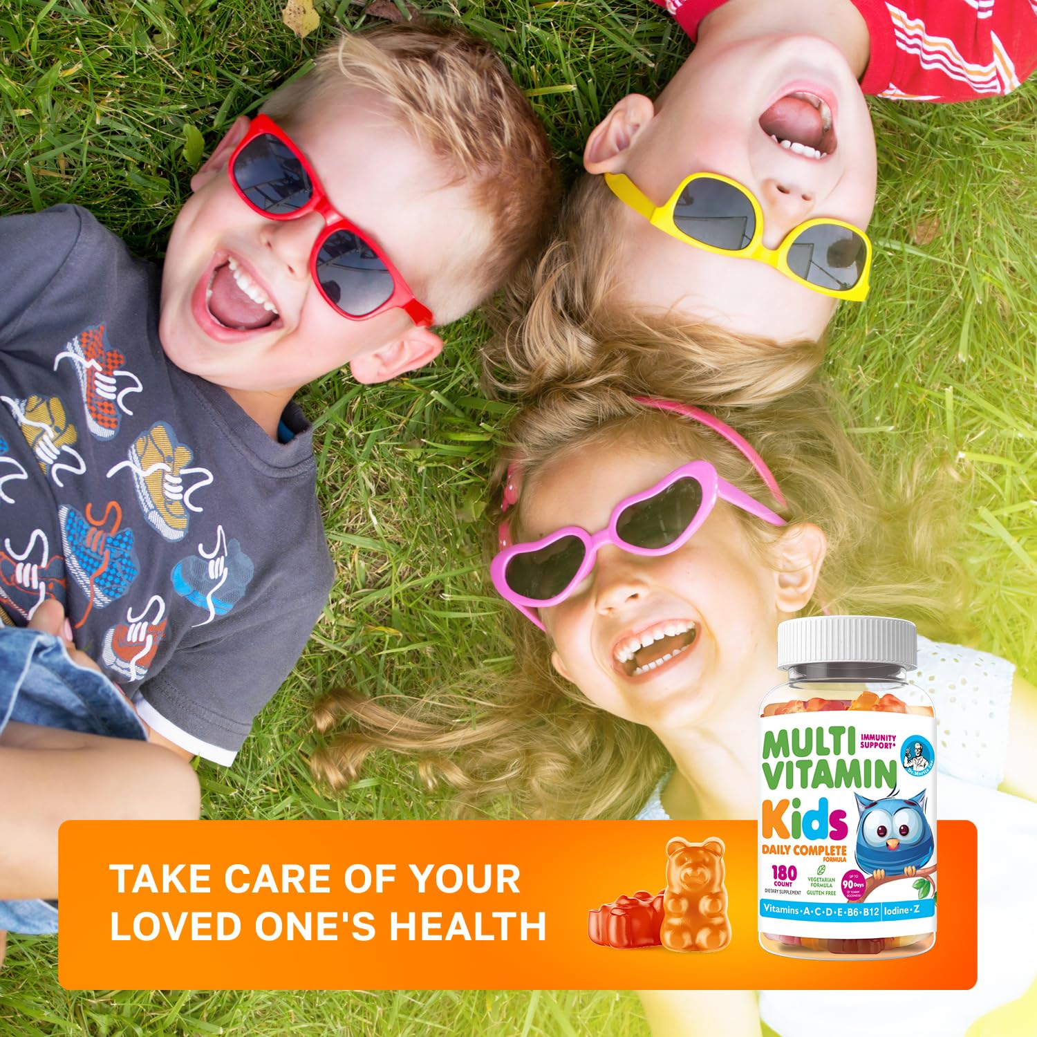DR. MORITZ Kids Multivitamin Gummies bottle orange flavor supports active kids.