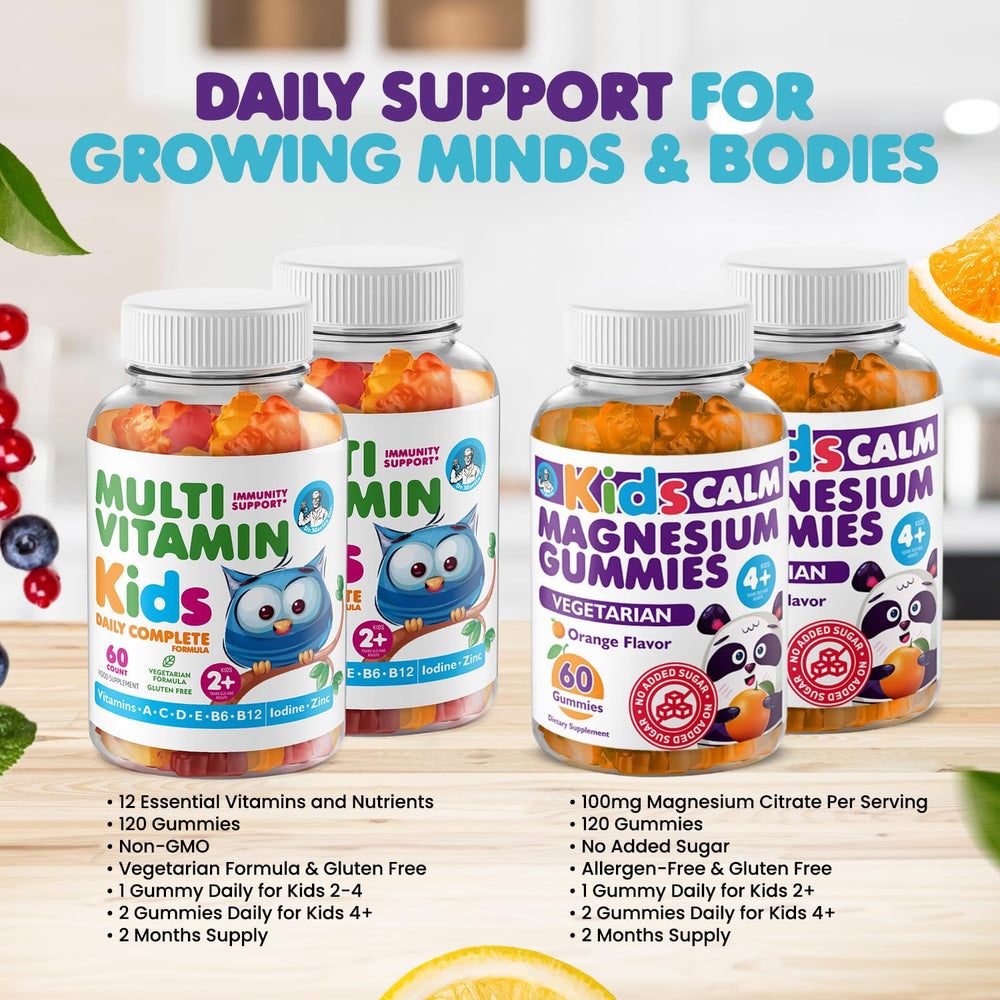 DR. MORITZ Kids Multivitamin Gummies bottle with non-GMO, vegetarian formula.