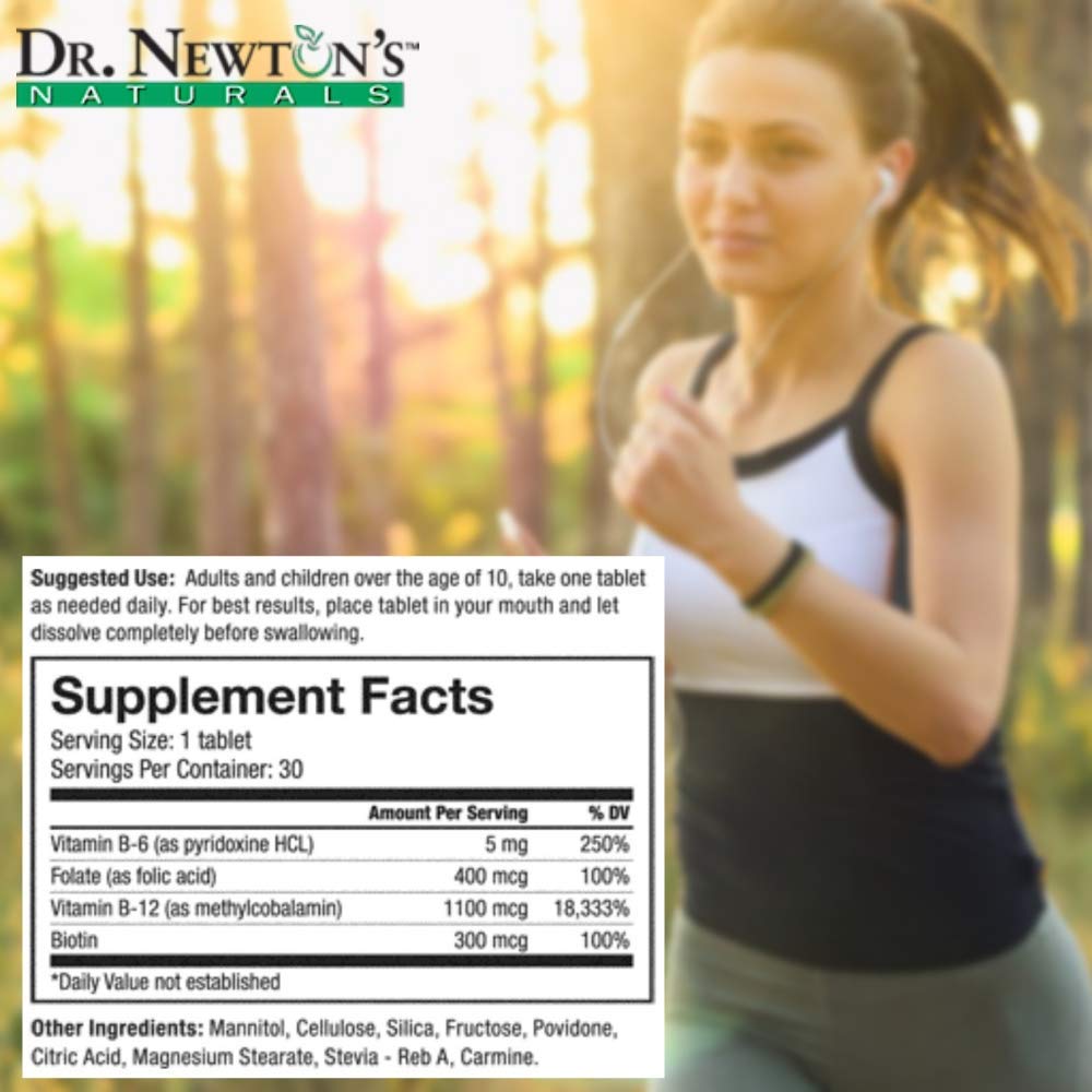 Dr Newtons Naturals B12 Advantage box packaging highlights USA-made vitamins.