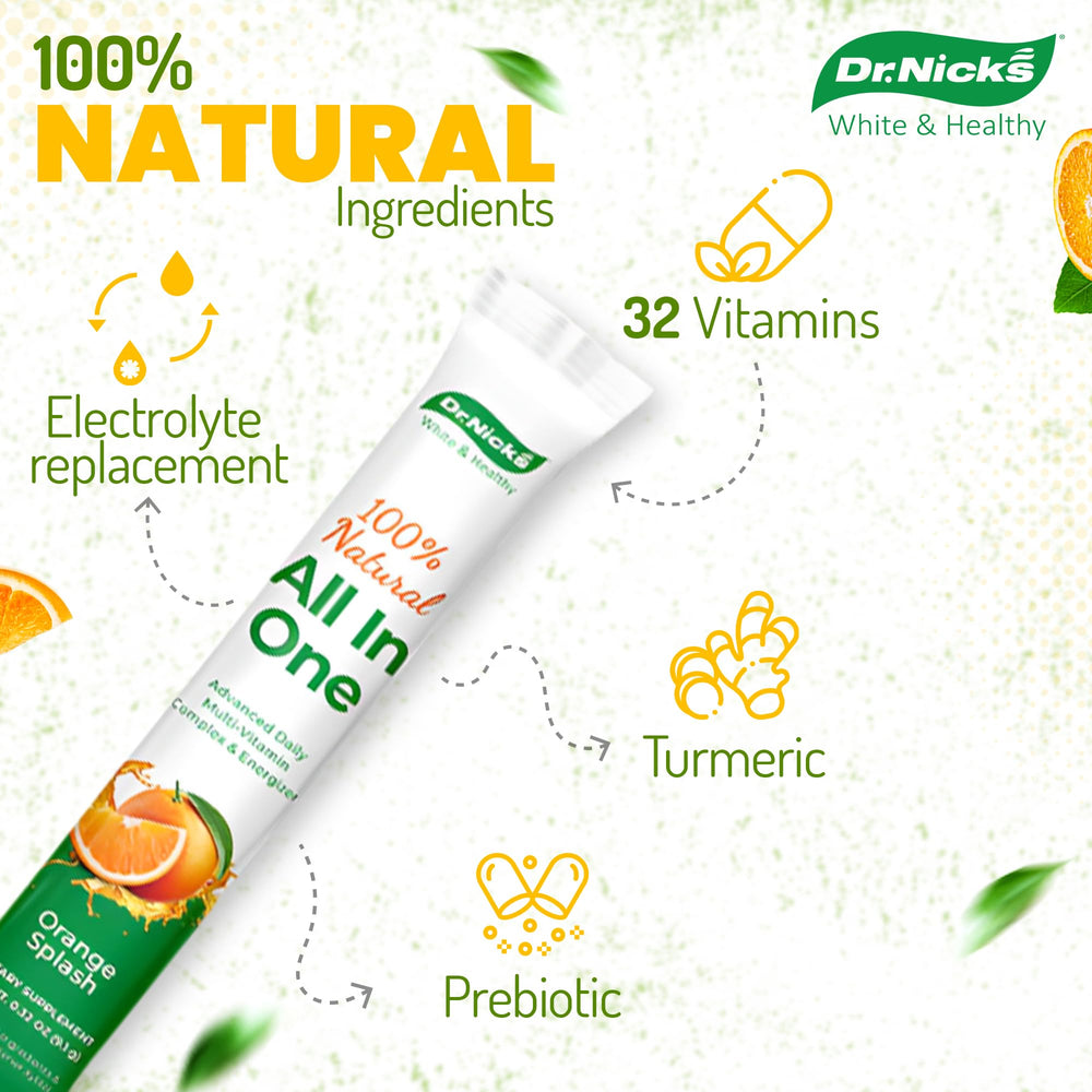 Liquid mix in glass highlighting easy daily use of Dr. Nick's multivitamin.