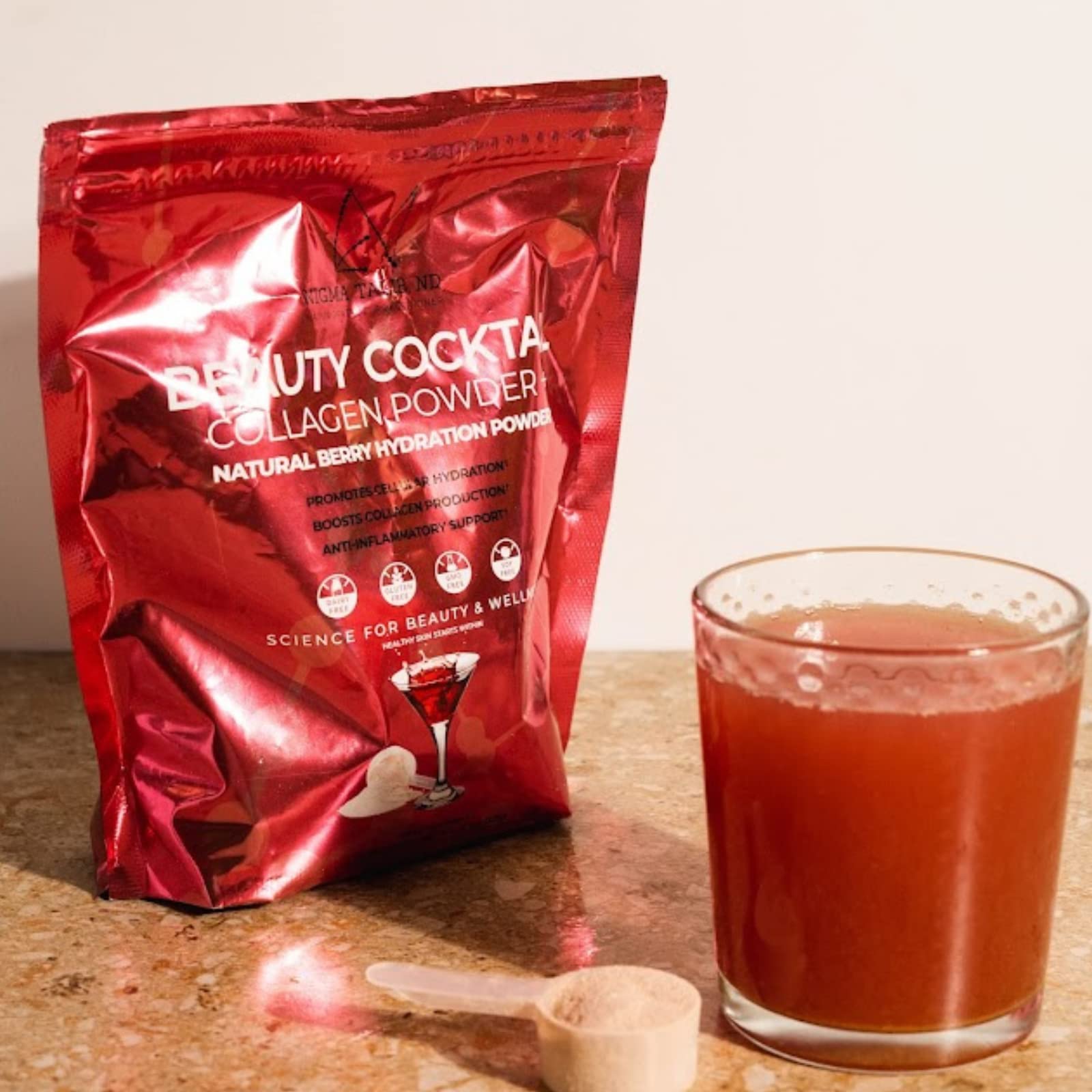 DR. NIGMA Beauty Cocktail Powder jar presents premium mix for skin, hair, and nail support.
