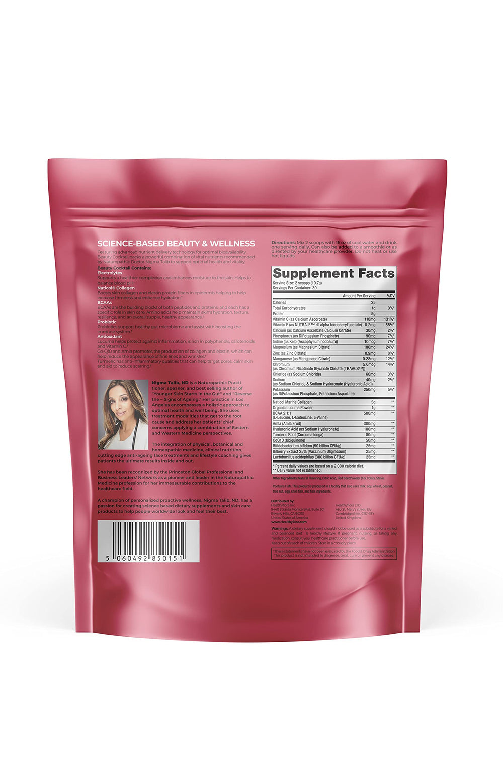 DR. NIGMA Beauty Cocktail Powder scoop shows easy portioning for balanced daily hydration.