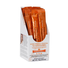 Dr. Nigma Super Vitamin C Cocktail bottle on a clean countertop, supports daily vitality