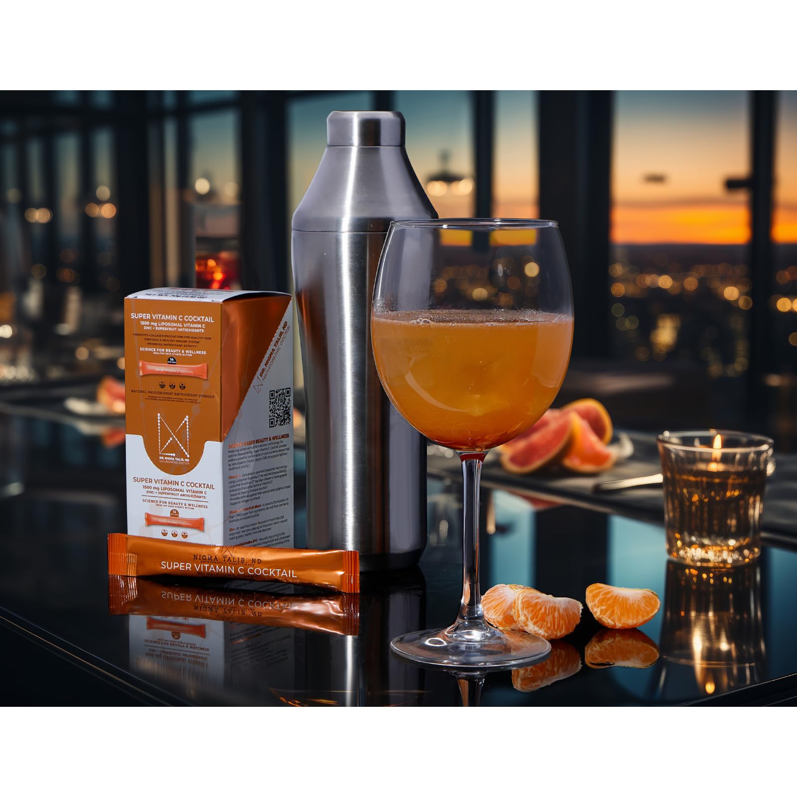 Dr. Nigma Super Vitamin C Cocktail ingredients close-up, highlights essential nutrients