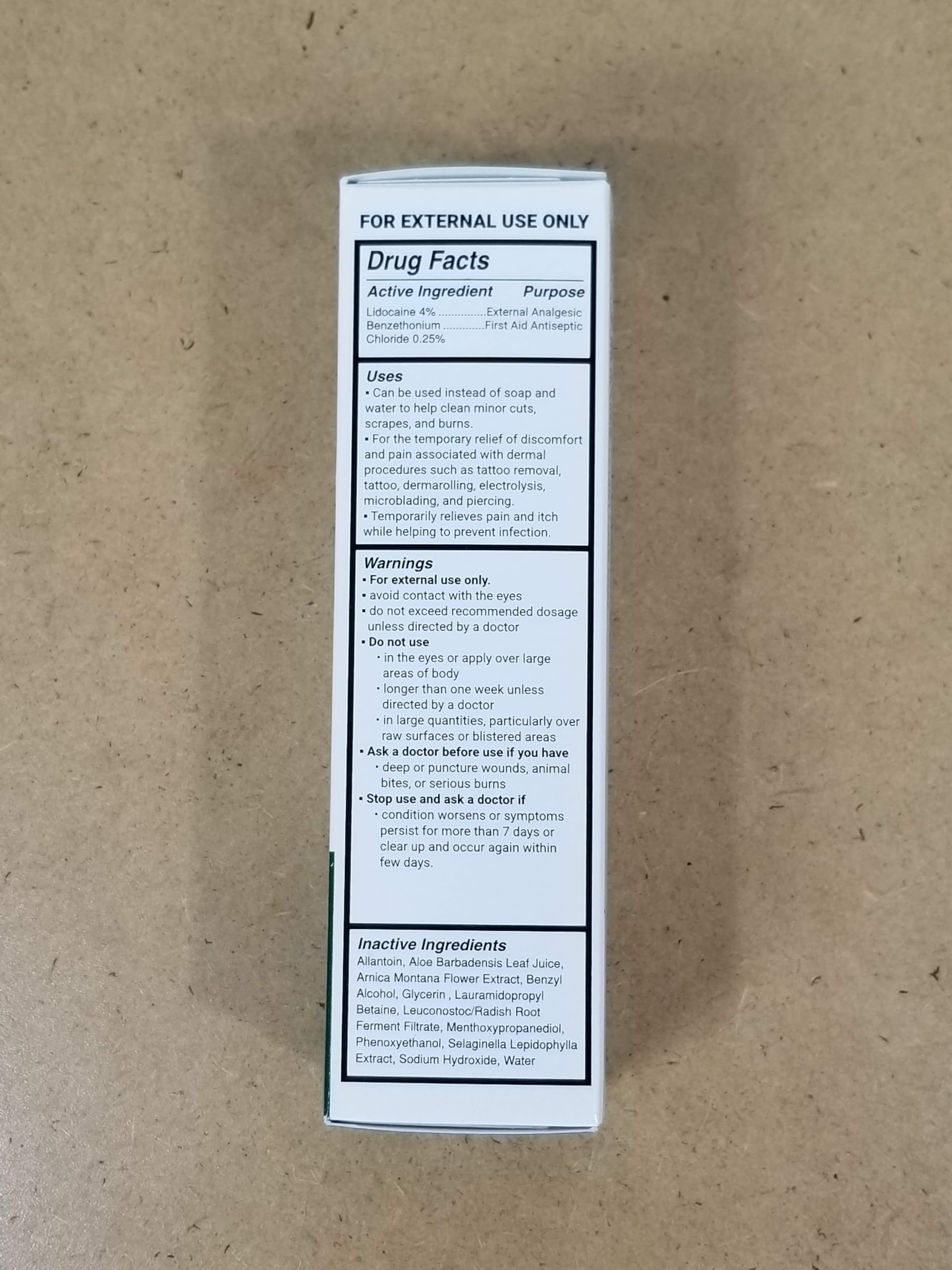 Dr. Numb 4% lidocaine foam soap applied on skin in-use scenario for temporary numbness.