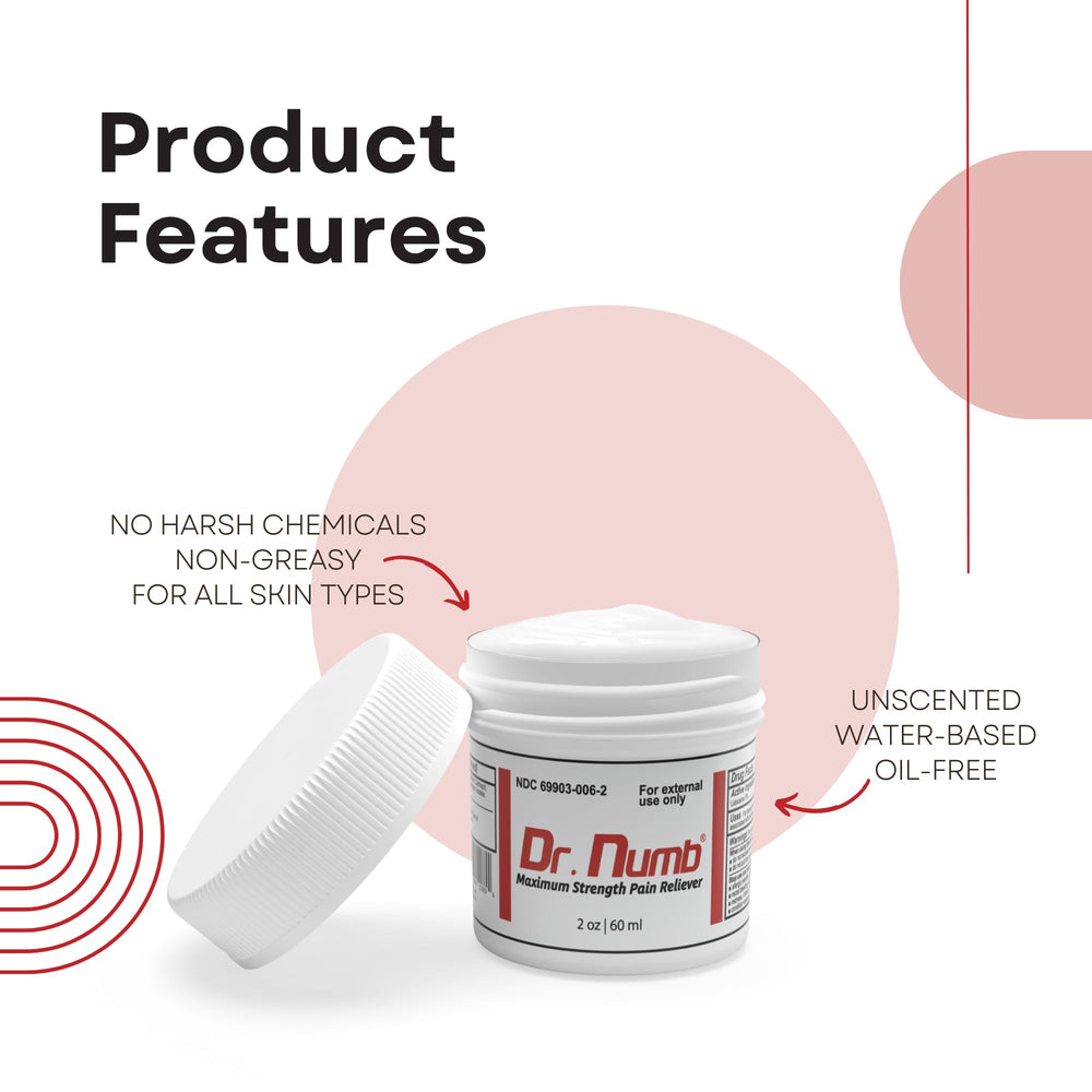 Applying Dr. Numb cream demonstrates silky, cream-based texture absorption.