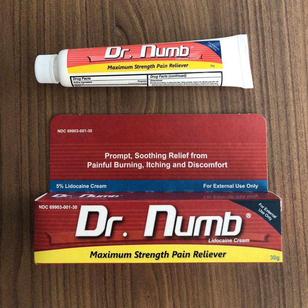 Dr. Numb 5% lidocaine cream silky texture shown on skin