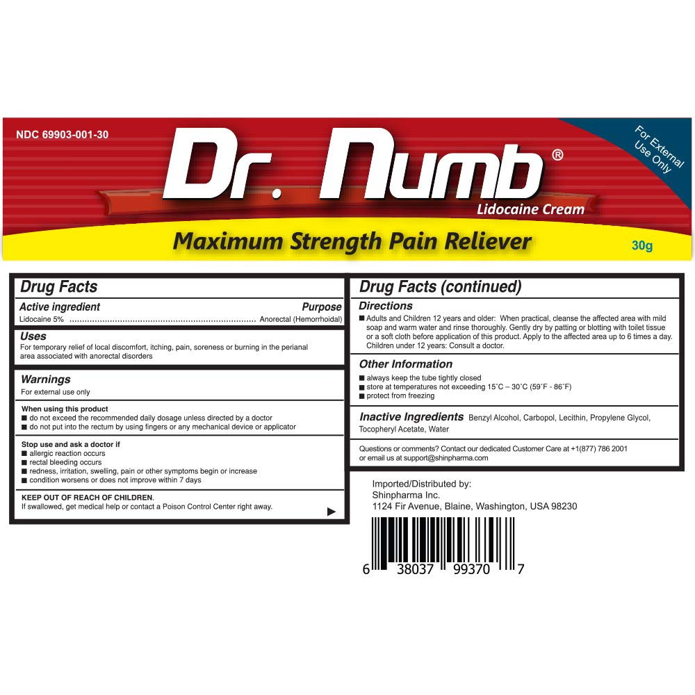 Dr. Numb 5% lidocaine cream vitamin E boost for smooth comfort