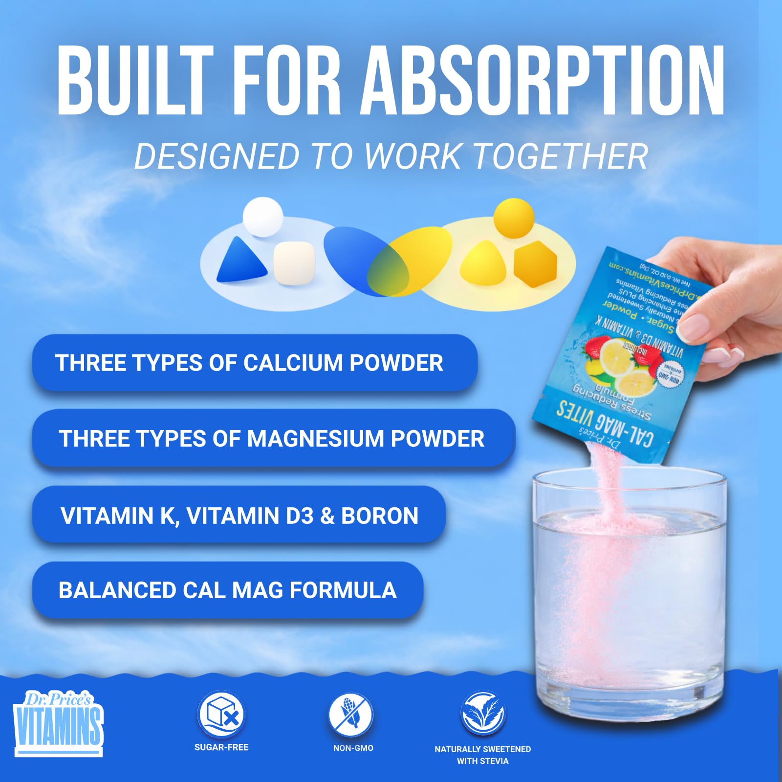 Family-friendly powder dissolving in water to support daily mineral balance
