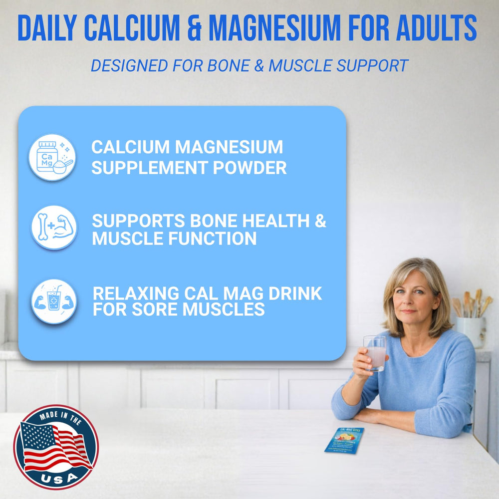 Stirring the strawberry lemon Cal-Mag Vites into a refreshing drink