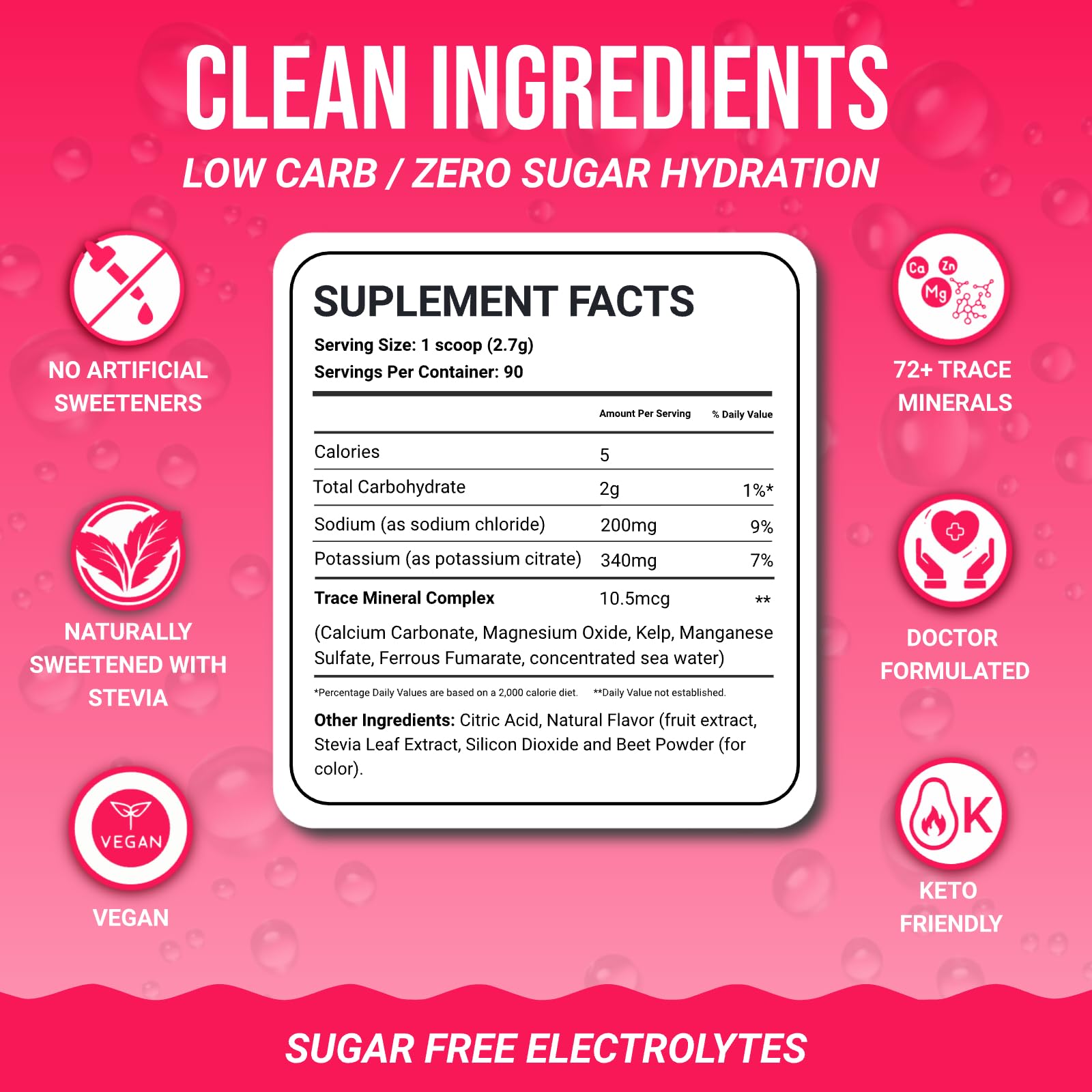 Dr. Price's Electrolytes label highlights 72+ minerals including manganese.