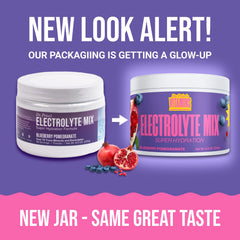 Blueberry pomegranate electrolyte powder being measured for keto-friendly hydration