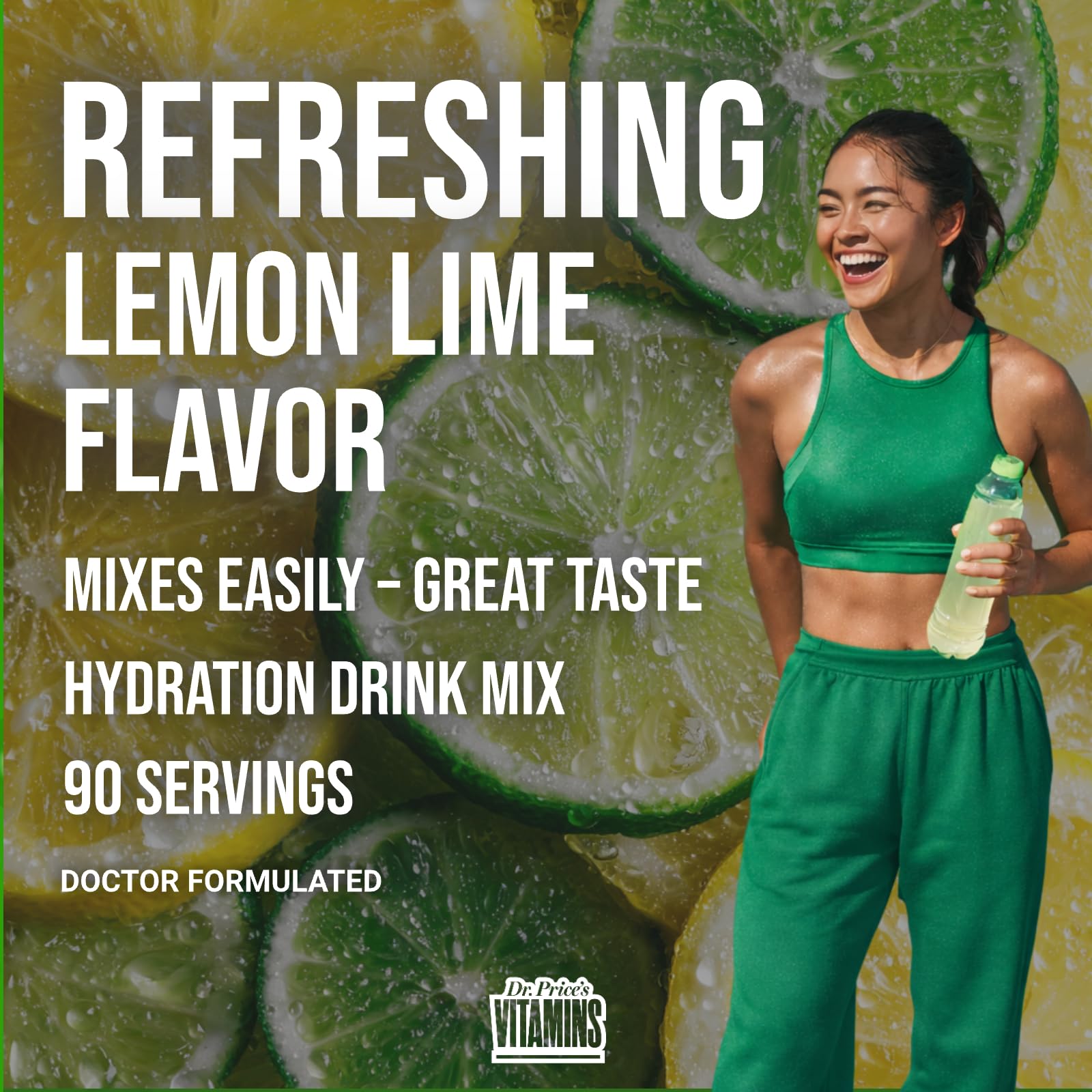 Dr. Price's Electrolytes Lemon Lime on kitchen counter in its tub