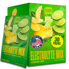 Dr. Price's Electrolytes Lemon Lime packet closeup for quick hydration.