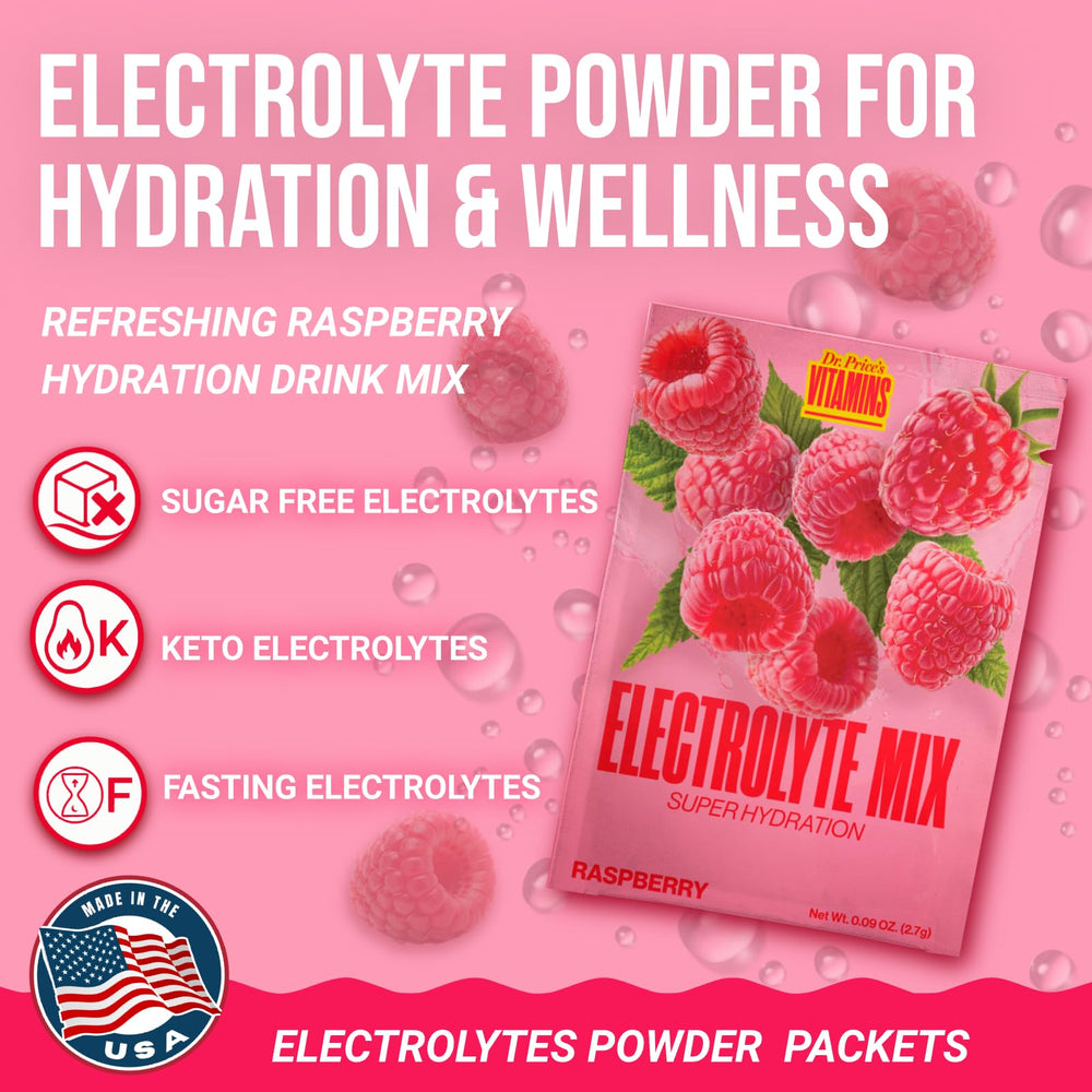 Dr. Price's Raspberry electrolytes dissolving in water with no clumps.