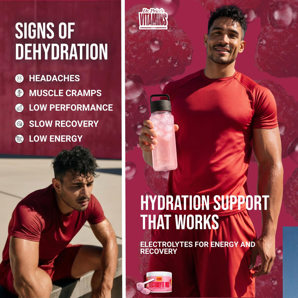 Dr. Price's Raspberry Electrolytes flavor supports keto-friendly hydration during workouts.