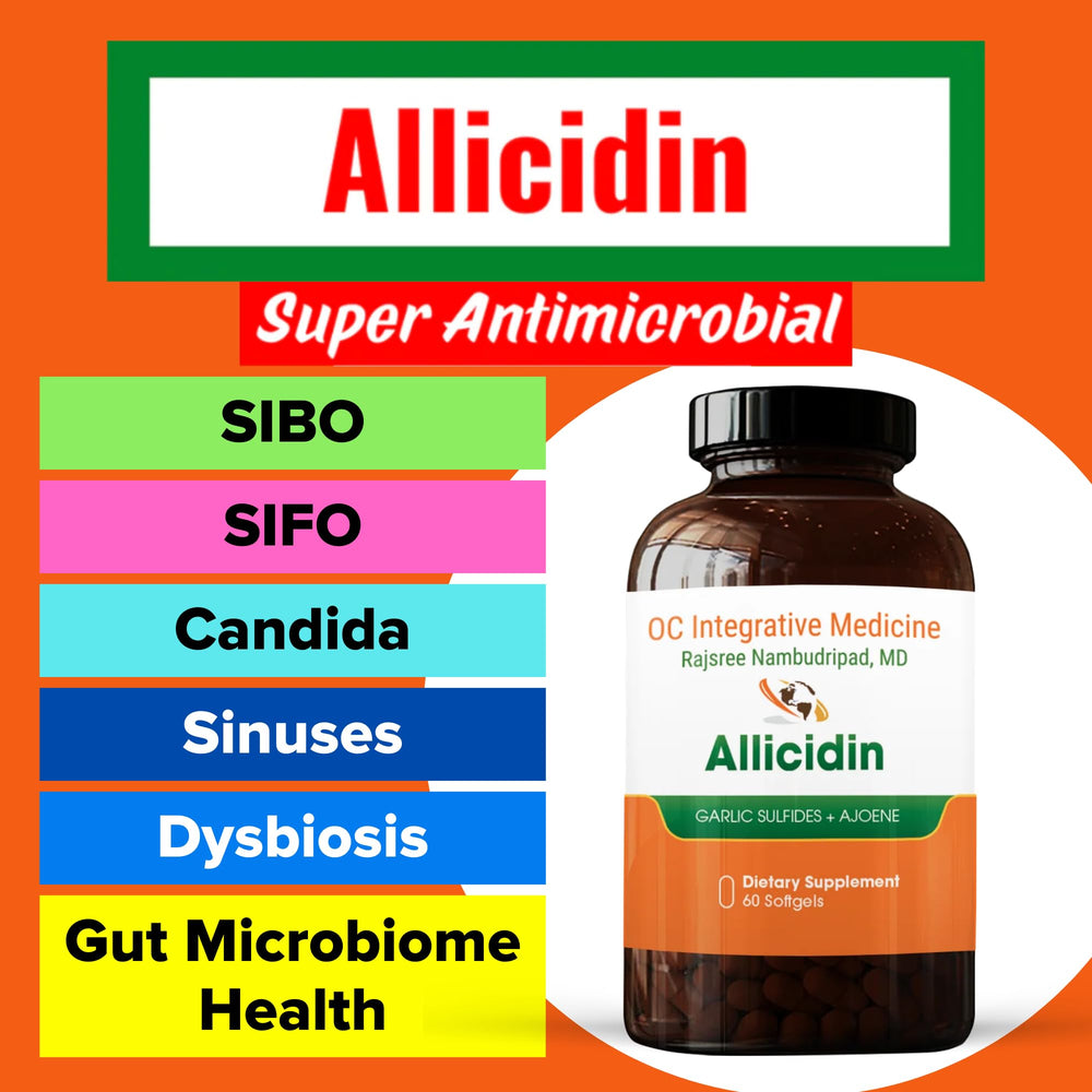 Dr. Rajsree Allicidin bottle with spoon conveys daily use and convenient dosing.