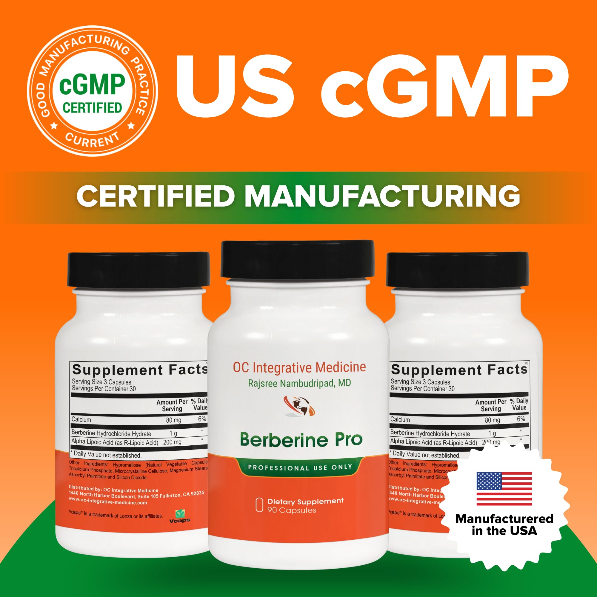 Berberine Pro label highlights 1000 mg berberine and 200 mg ALA.