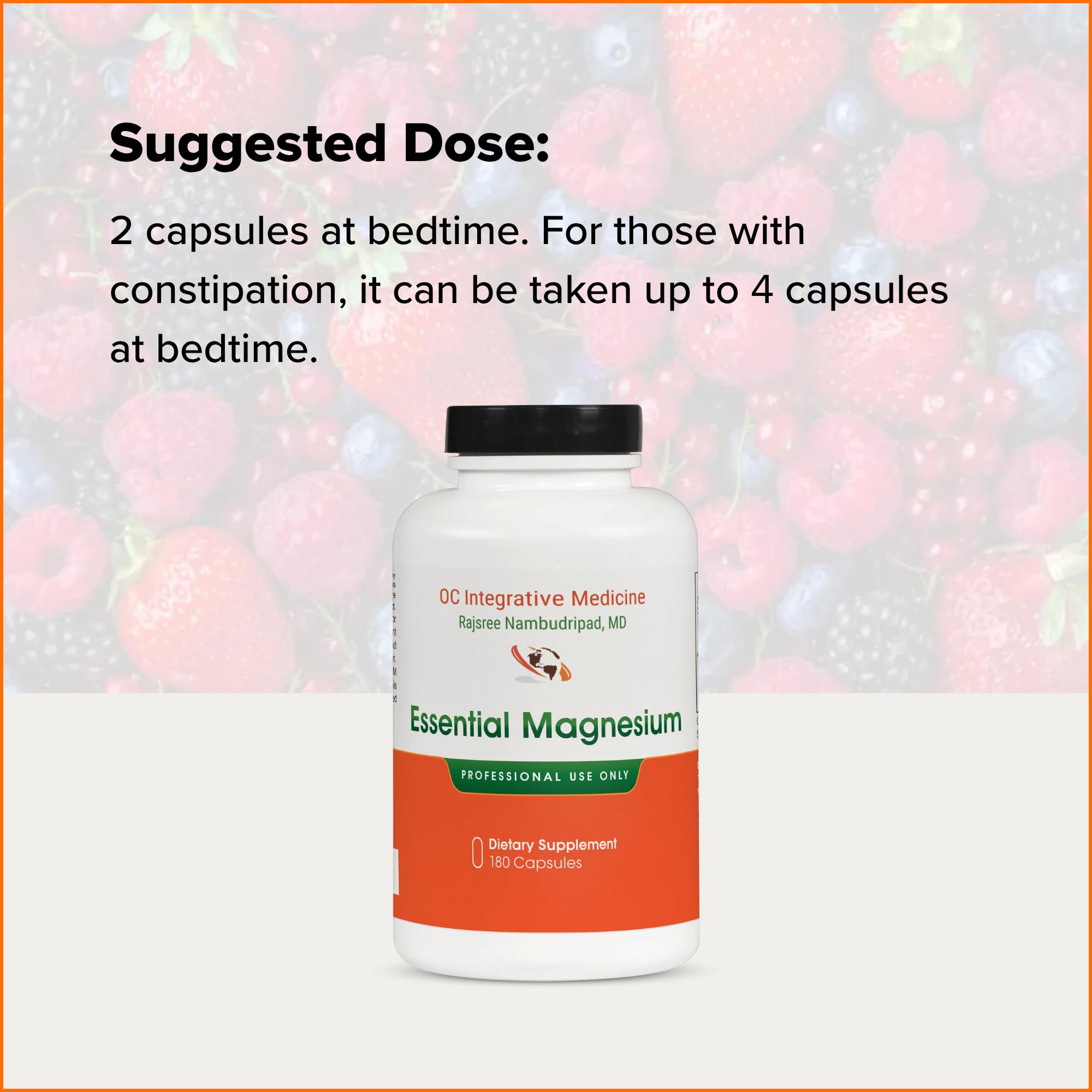 Dr. Rajsree Essential Magnesium bottle top view emphasizes easy dosage access.