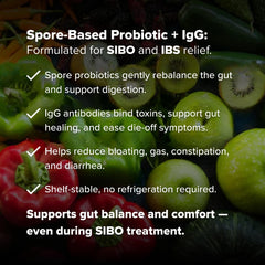 Bovine IgG illustration emphasizes gut barrier support.
