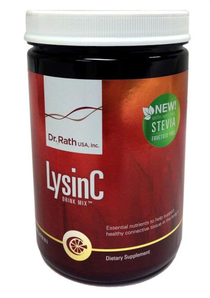 Dr. Rath LysinC-Drink Mix powder bottle for connective tissue support and collagen-friendly nutrition.