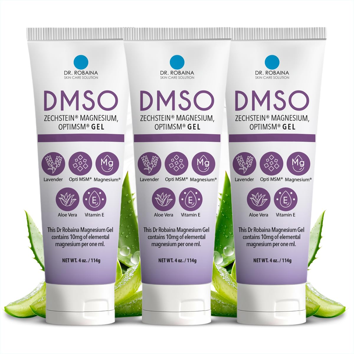 Dr. Robaina DMSO Lavender Gel bottle shows cooling, refreshing gel for post-workout care