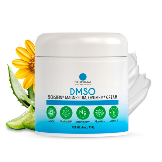 Dr Robaina DMSO Cream packaging showcases premium self-care branding