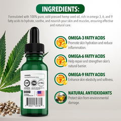 Dr. Robaina hemp seed oil, pure ingredients with no additives.