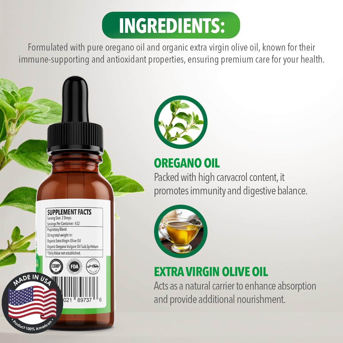 Dr. Robaina Oregano Oil Drops GMP certified and third party tested for safety