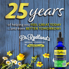 Dr. Rydland's Family Daily Defense label close-up highlighting organic herbs.