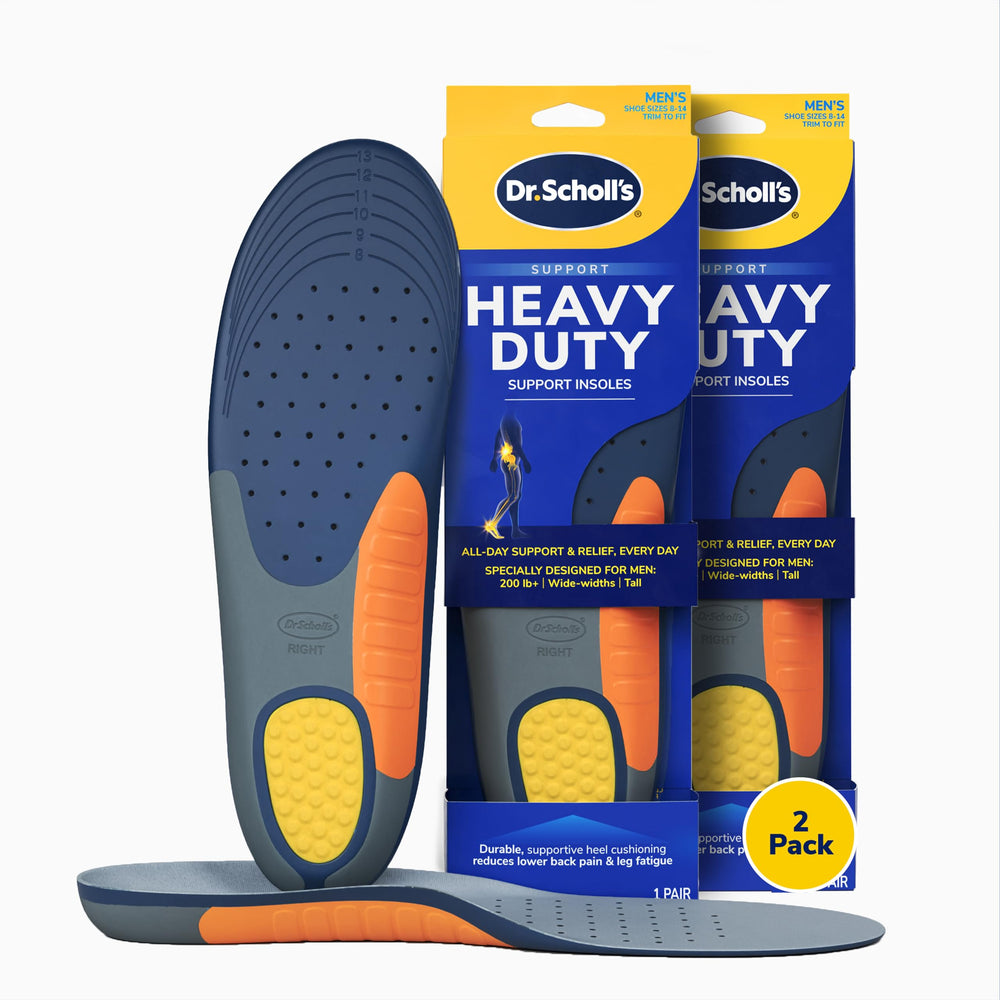Dr. Scholl's heavy duty insole with large heel cushion for extra comfort.