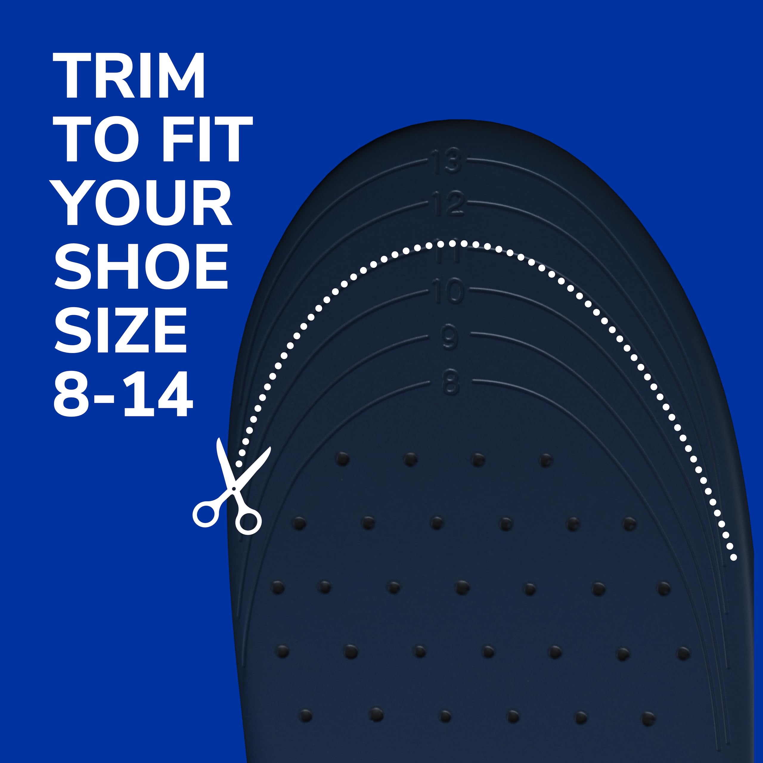 Dr. Scholl's insole distributes foot pressure to reduce fatigue.