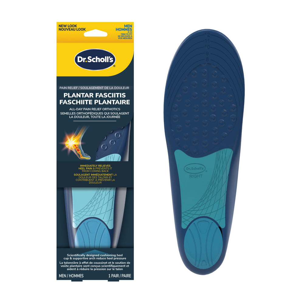 Dr. Scholl's Plantar Fasciitis Orthotics for Men – reinforced arch gives stable daily steps.