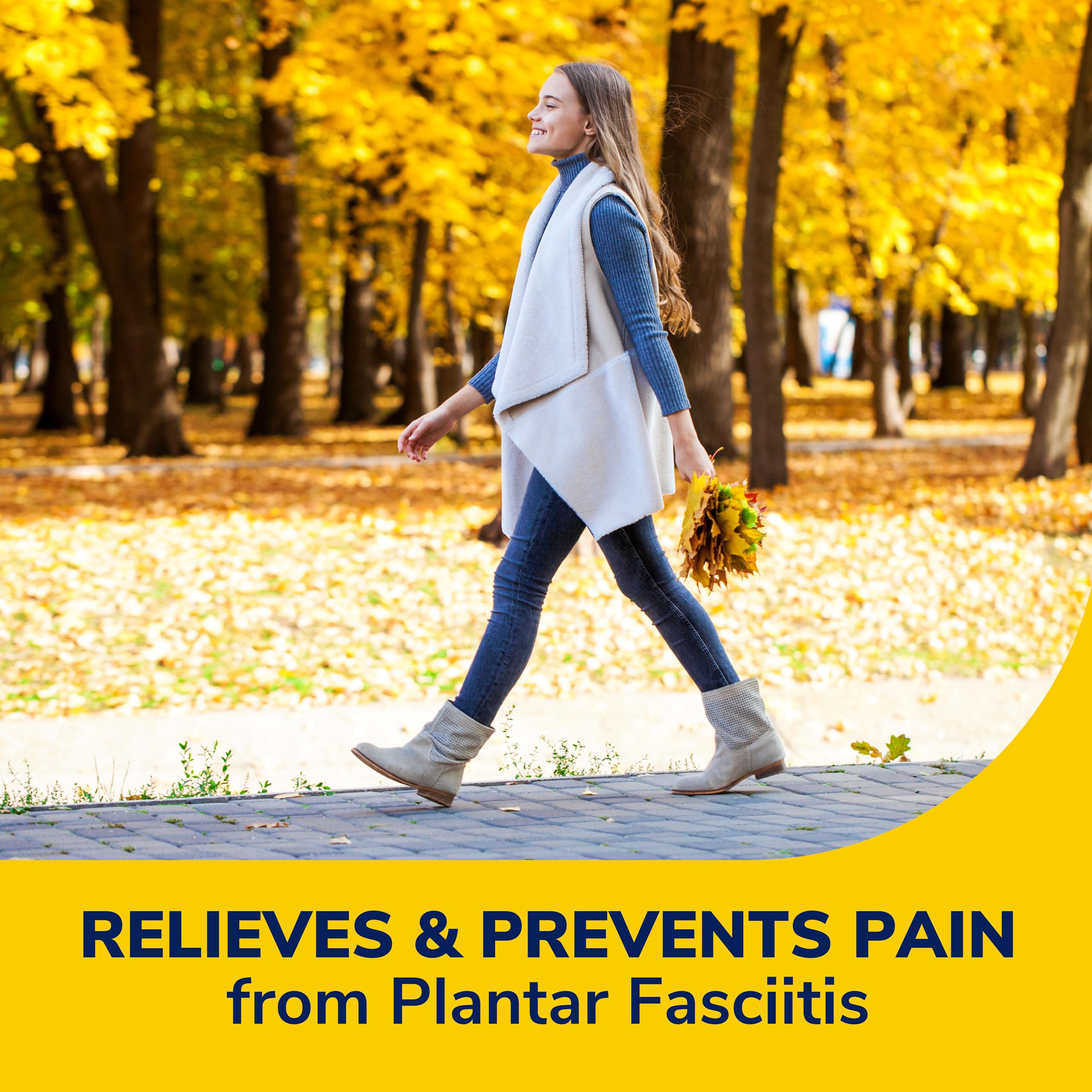 Dr. Scholl’s plantar fasciitis relief insoles ease morning pain during first steps.