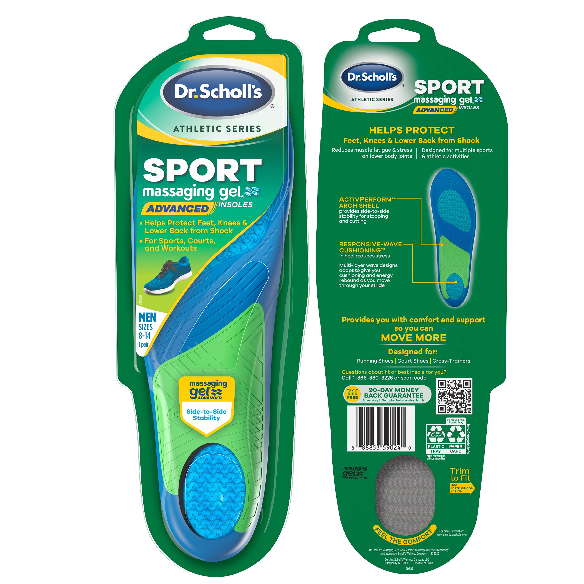 Dr. Scholl's Massaging Gel Advanced insoles with gel waves for a soft, responsive feel