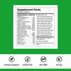 Dr. Schulze's SuperFood Plus bottle cap close-up highlights easy-to-swallow tablets.