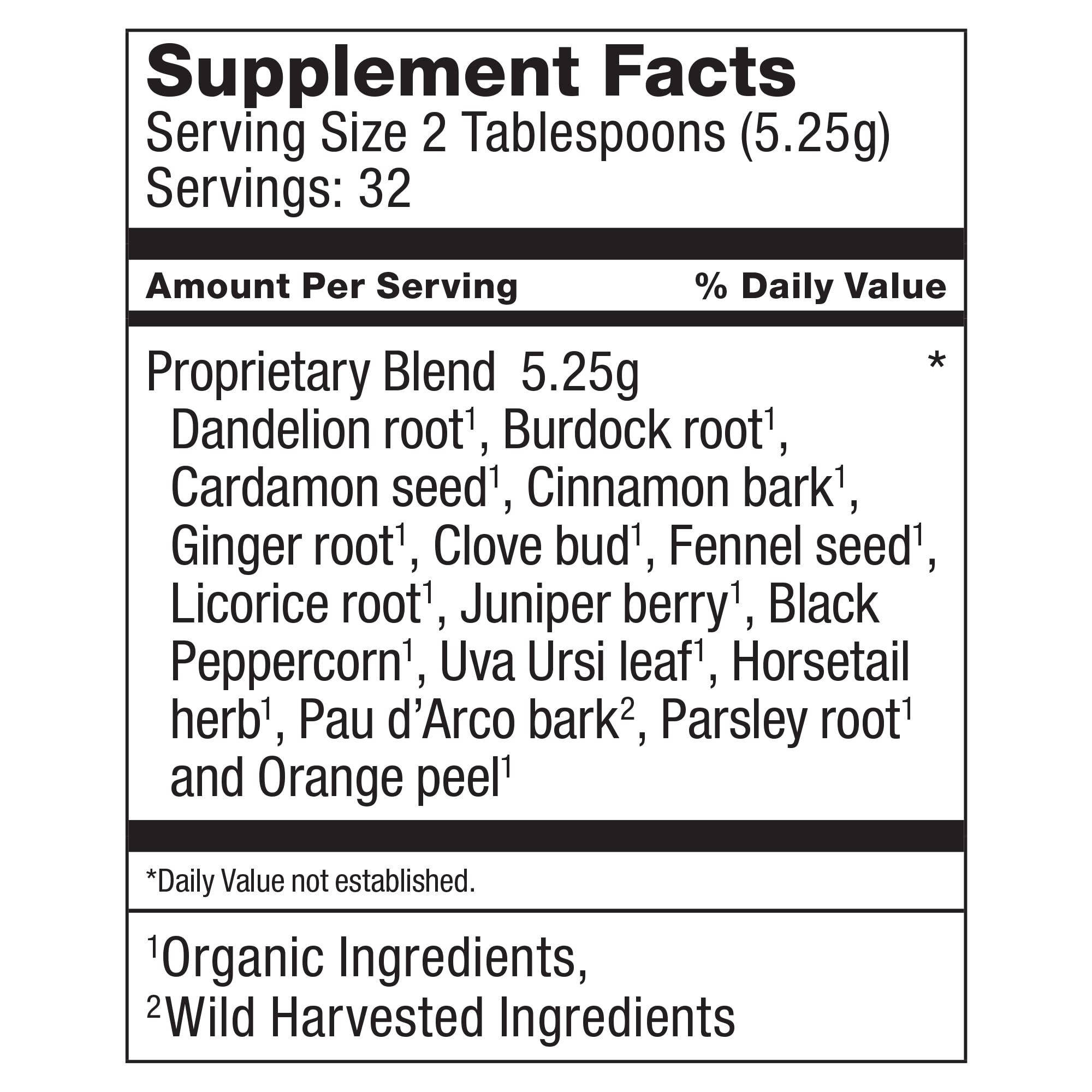 Dr. Schulze's Detox Tea package label emphasizes all-natural ingredients promoting digestive comfort.